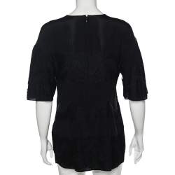 Pre Owned Dolce & Gabbana Black Silk & Lace Bell Sleeve Top L