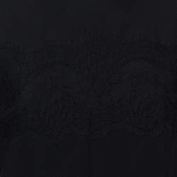 Pre Owned Dolce & Gabbana Black Silk & Lace Bell Sleeve Top L
