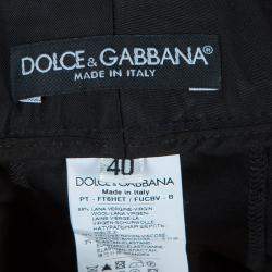 Pre Owned Dolce & Gabbana Black Satin Trousers S