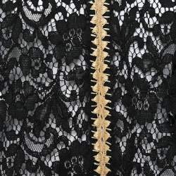 Pre Owned Dolce & Gabbana Black Lace Contrast Trim Hook Front Shrug M