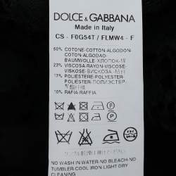 Pre Owned Dolce & Gabbana Black Lace Contrast Trim Hook Front Shrug M