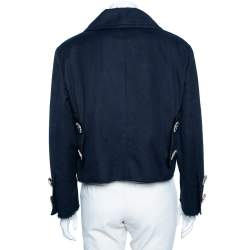 Pre Owned Dolce & Gabbana Navy Blue Cotton Double Breasted Cropped Jacket L