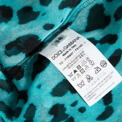 Pre Owned Dolce & Gabbana  Blue Animal Printed Silk Ruffle Detail Sleeveless Top S