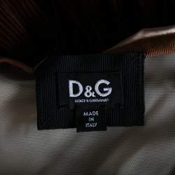 Pre Owned D&G Beige & Brown Silk & Corduroy Off Shoulder Corset Pleated Dress S