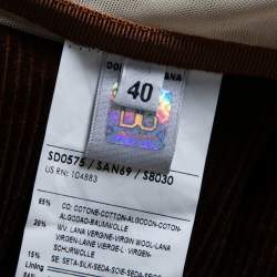 Pre Owned D&G Beige & Brown Silk & Corduroy Off Shoulder Corset Pleated Dress S