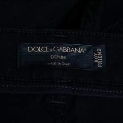 Pre Owned بنطلون جينز دولتشي أند غابانا دينم أسود قصه بوي فريند مقاس كبير جداً (اكس لارج)