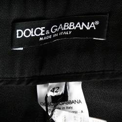Dolce & Gabbana Black Wool Contrast Trimmed Pants M