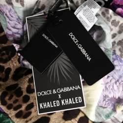 Pre Owned Dolce & Gabbana x Khaled Khaled Multicolor Jersey Crop Top Leggings Set M