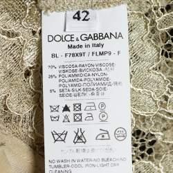 Pre Owned Dolce & Gabbana Green Floral Lace Top M