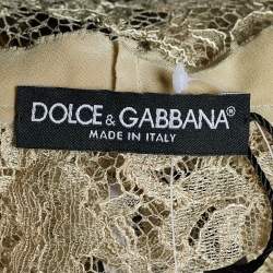 Pre Owned Dolce & Gabbana Green Floral Lace Top M