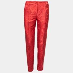 Pre Owned Dolce & Gabbana Red Jacquard Trousers S