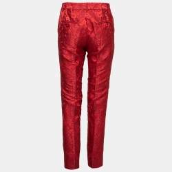 Pre Owned Dolce & Gabbana Red Jacquard Trousers S