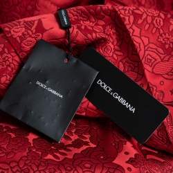 Pre Owned Dolce & Gabbana Red Jacquard Trousers S