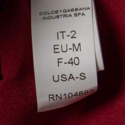 Pre Owned Dolce & Gabbana Red Satin Ruffled Lace Trimmed Belted Robe M