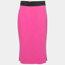 Pre Owned تنورة ميدي دولتشي أند غابانا كريب وردي مقاس كبير - لارج