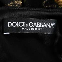 Pre Owned Dolce & Gabbana Black Metallic Floral Jacquard Mini Dress M
