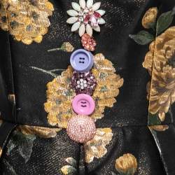 Pre Owned Dolce & Gabbana Black Metallic Floral Jacquard Mini Dress M