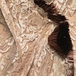 Pre Owned Dolce & Gabbana Beige Lace Fringe Trim Mini Dress M