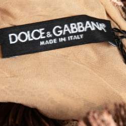 Pre Owned Dolce & Gabbana Beige Lace Fringe Trim Mini Dress M