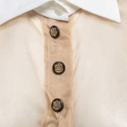 Pre Owned Dolce & Gabbana Beige Silk Detachable Collar Bodysuit Shirt M