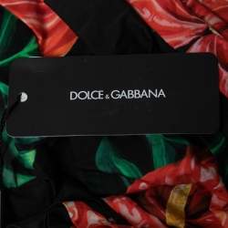 Pre Owned Dolce & Gabbana Black Floral Printed Cotton Ruched Mini Dress L 