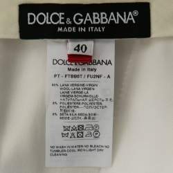 مملوكة مسبقًا Dolce & Gabbana White Wool Side Stripe Tapered Trousers S