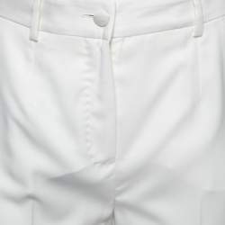 مملوكة مسبقًا Dolce & Gabbana White Wool Side Stripe Tapered Trousers S