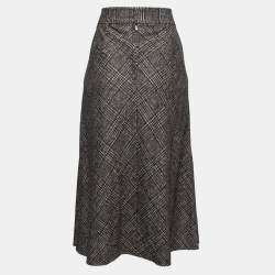 Pre Owned Dolce & Gabbana Brown Plaid Wool & Alpaca Skirt XL