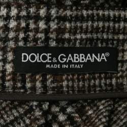 Pre Owned Dolce & Gabbana Brown Plaid Wool & Alpaca Skirt XL