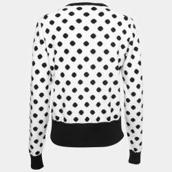 Pre Owned Dolce & Gabbana Black & White Polka Dot Cashmere Pullover M