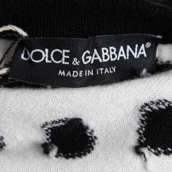 Pre Owned Dolce & Gabbana Black & White Polka Dot Cashmere Pullover M
