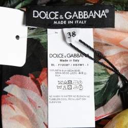 Pre Owned Dolce & Gabbana Multicolor Floral Print Sheer Silk Blouse S