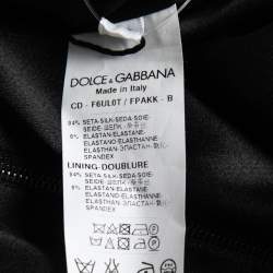 Pre Owned Dolce & Gabbana Black Floral Printed Silk Long Sleeve Dress M