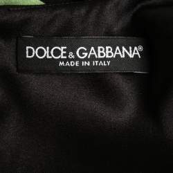 Pre Owned Dolce & Gabbana Black Floral Printed Silk Long Sleeve Dress M