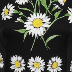 Pre Owned Dolce & Gabbana Black Floral Printed Silk Long Sleeve Dress M