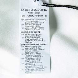 Pre Owned Dolce & Gabbana Green Banana Leaf Printed Cotton Jacquard Coat M