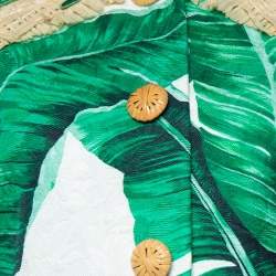 Pre Owned Dolce & Gabbana Green Banana Leaf Printed Cotton Jacquard Coat M