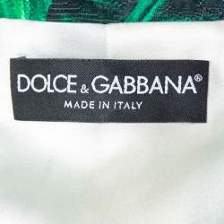 Pre Owned Dolce & Gabbana Green Banana Leaf Printed Cotton Jacquard Coat M