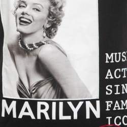 Pre Owned Dolce & Gabbana Black Marilyn Monroe Printed Cotton T-Shirt XS