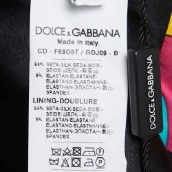 Pre Owned Dolce & Gabbana Black Rose Printed Silk Kimono Dress S