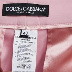 مملوكة مسبقًا Dolce & Gabbana Pink Wool Side Stripe Detail Trousers S