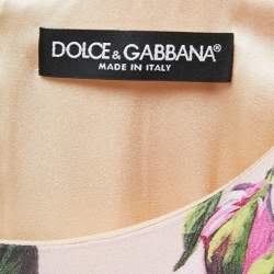 Pre Owned Dolce & Gabbana Pink Floral Printed Crepe Midi Dress S