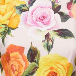 Pre Owned Dolce & Gabbana Pink Floral Printed Crepe Midi Dress S