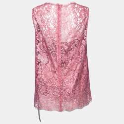 Pre Owned Dolce & Gabbana Pink Lurex Lace Sleeveless Top L