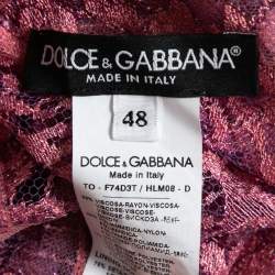 Pre Owned Dolce & Gabbana Pink Lurex Lace Sleeveless Top L