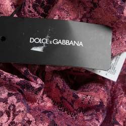 Pre Owned Dolce & Gabbana Pink Lurex Lace Sleeveless Top L