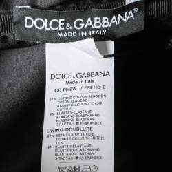 Pre Owned Dolce & Gabbana Black Floral Printed Cotton Ruched Strapless Dress L