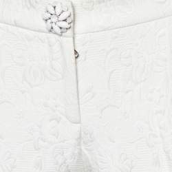 مملوكة مسبقًا Dolce & Gabbana White Brocade Tapered Leg Pants XS