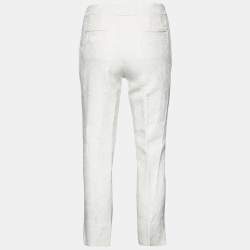 مملوكة مسبقًا Dolce & Gabbana White Brocade Tapered Leg Pants XS