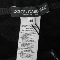 Pre Owned Dolce & Gabbana Black Mesh Ruched Bodycon Midi Dress M